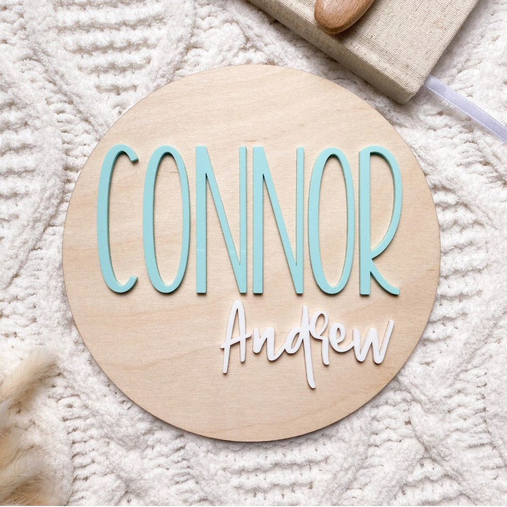 Baby Nursery Baby - Personalised Birth Announcement Plaque - Wood