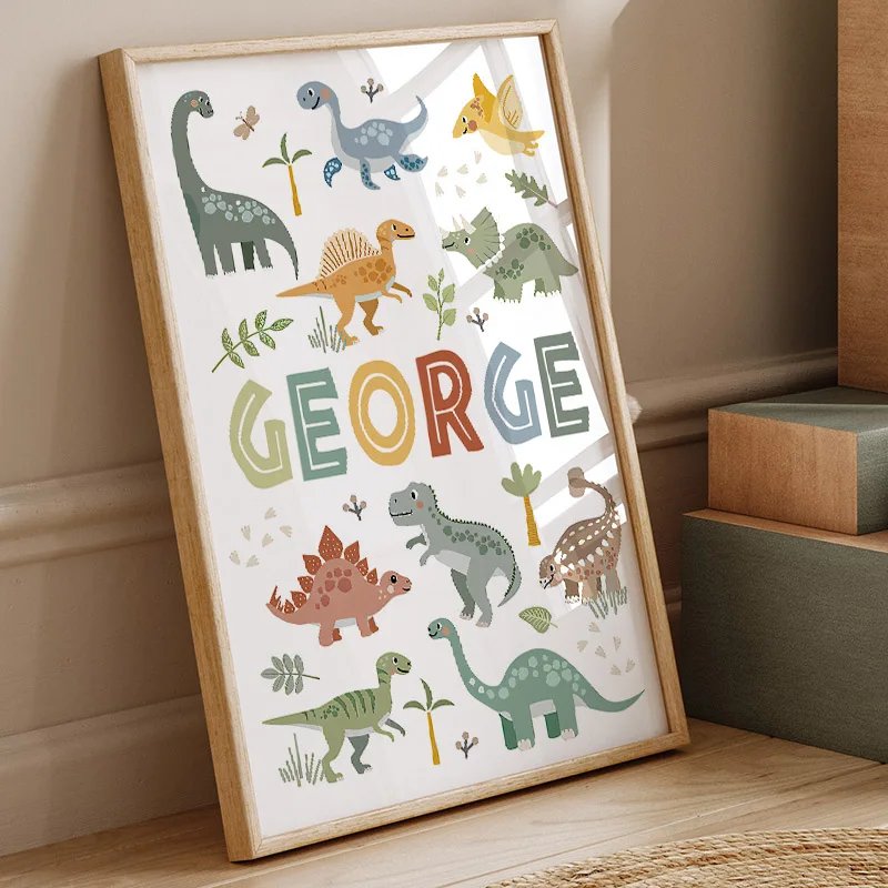 Baby Nursery Posters - Cute Dinosaur T-Rex Brachiosaurus Nursery Wall