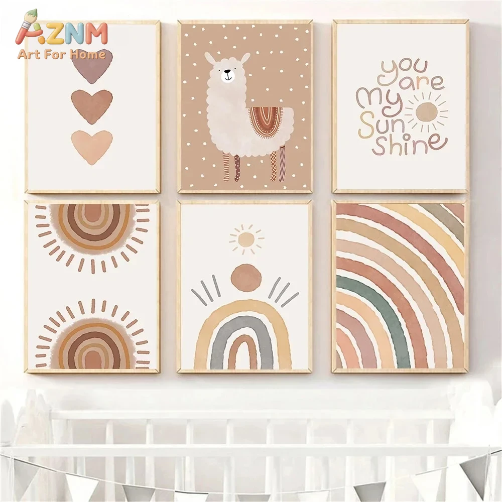 Baby Nursery Posters - AZNM Boho Neutral Llama Canvas Print