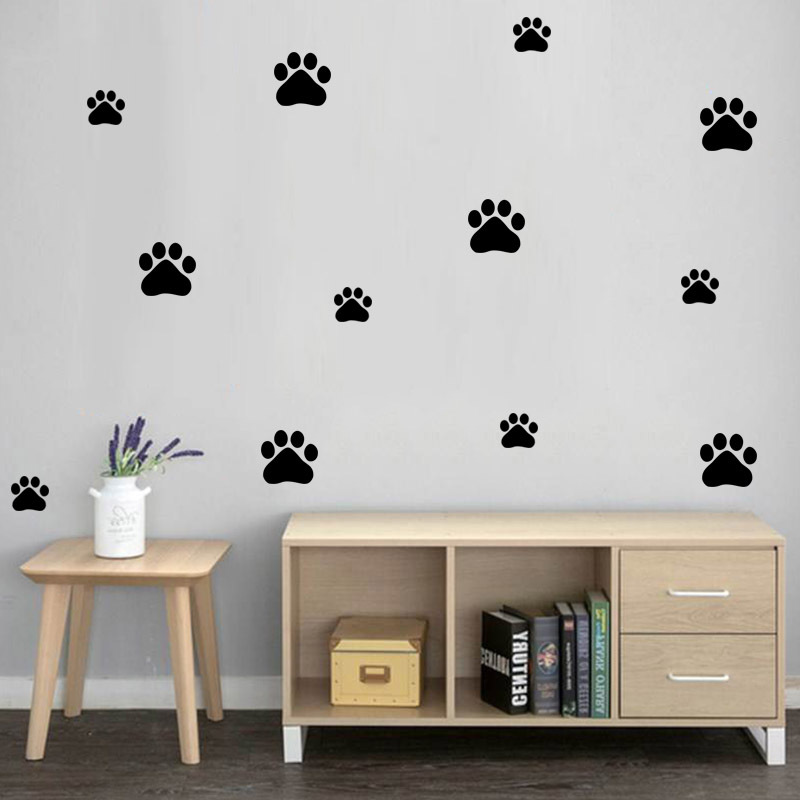 Baby Nursery Decals - Cartoon Dog Cat Walking Paw Print