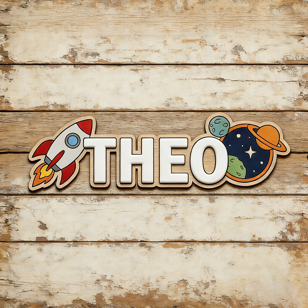 Baby Nursery Baby - Personalized Space Rocket Name Sign for