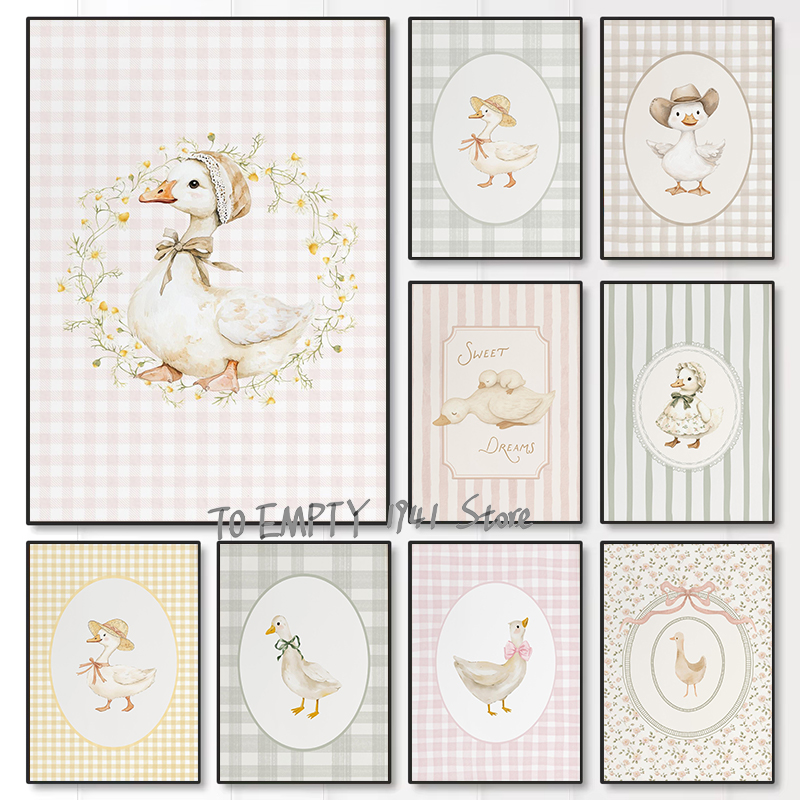 Baby Nursery Posters - Silly Little Goose Nursery Duck Gingham