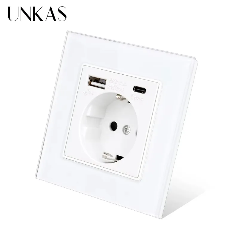 Outlet Cover Childproof - UNKAS Type-C USB Tempered Glass Panel