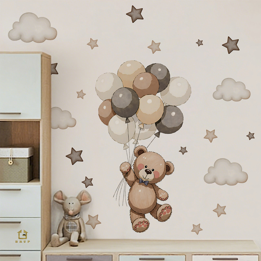 Wall Decal Nursery - Adorable Teddy Bear Wall Decals, Removable