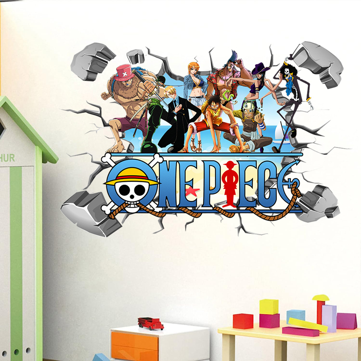 Baby Nursery Decals - Cartoon One Piece Luffy 3D Wall