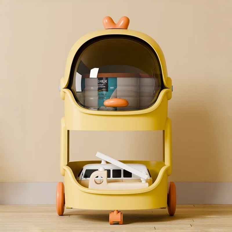 Baby Nursery Cart - Cute Duck-Shaped Rolling Storage Cart,Multilayer Baby