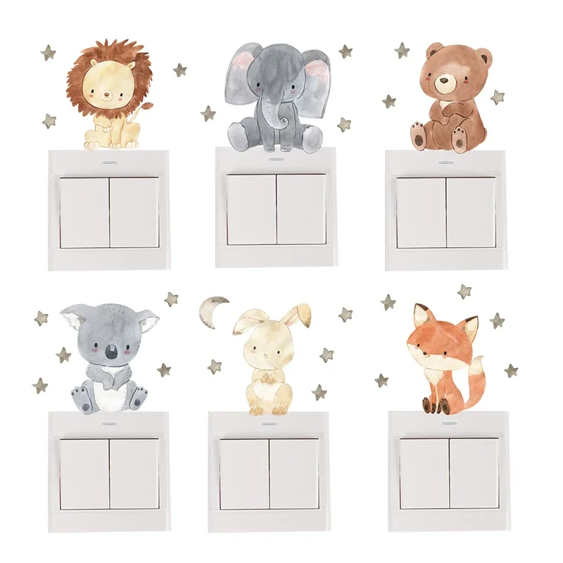 Baby Nursery Decals - 1/2/4/6set Cartoon Animals Wall Stickers For