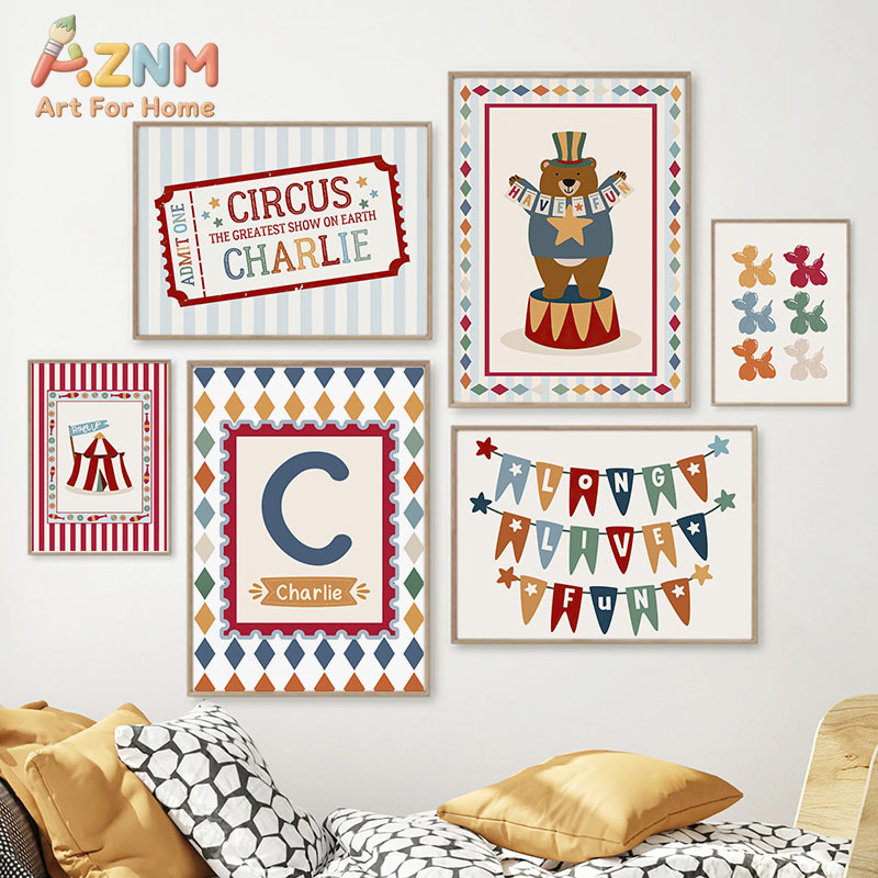 Baby Nursery Posters - Circus Bear Magician Dog Quote Nursery