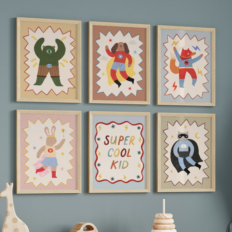 Baby Nursery Posters - Funny Cartoon Super Cool Kid Nursery