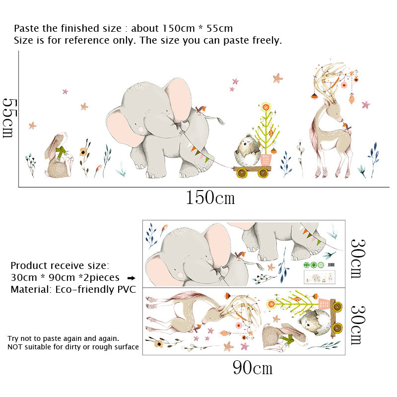Happy Baby Elephant Bunny Wall - Baby Nursery Mural Wallpaper recension och pris
