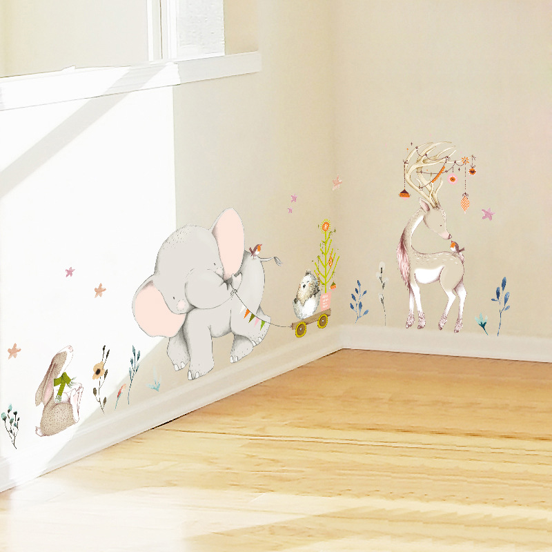 Happy Baby Elephant Bunny Wall - Baby Nursery Mural Wallpaper recension och pris