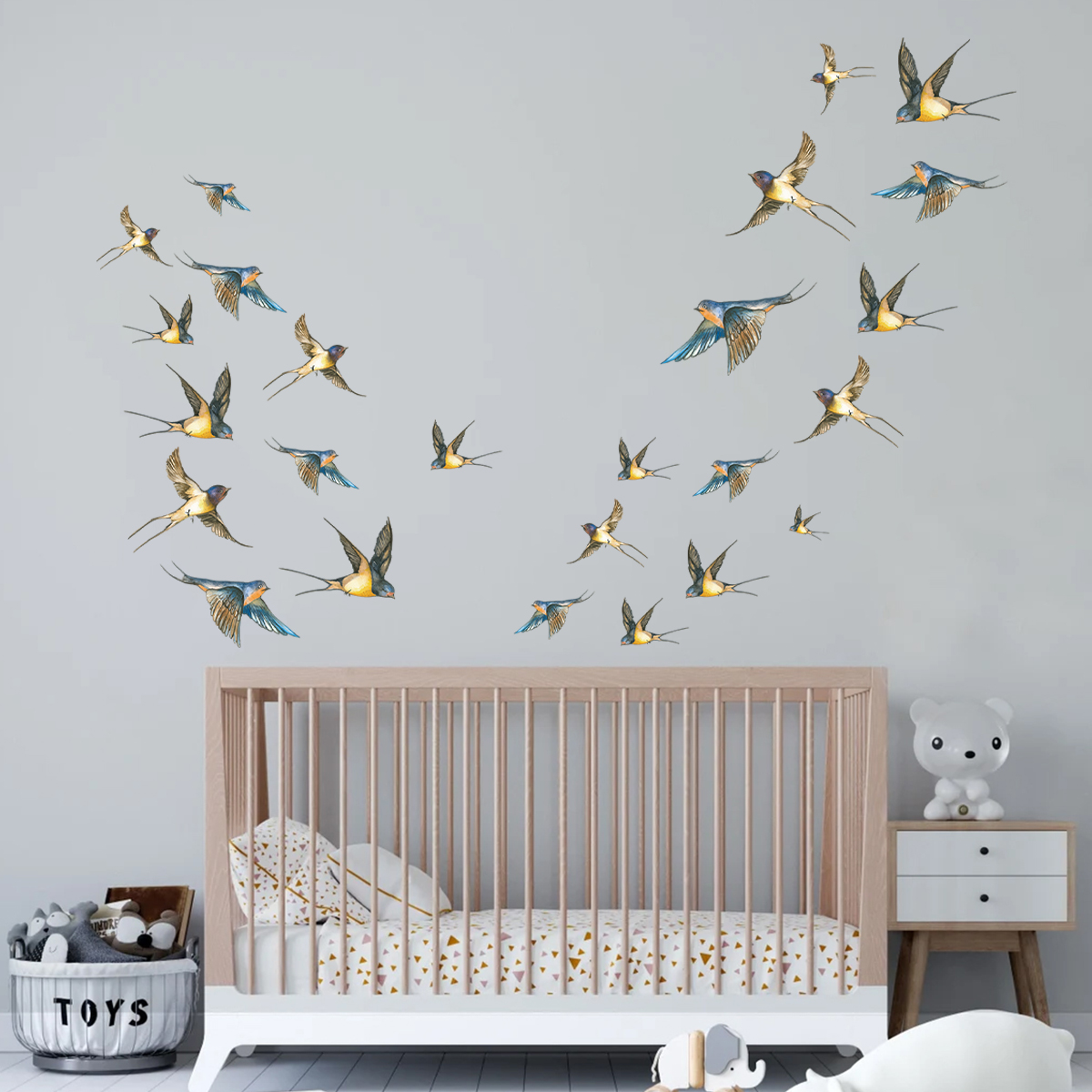 4Pcs Watercolor Multicolor Bir - Baby Nursery Decals recension och pris
