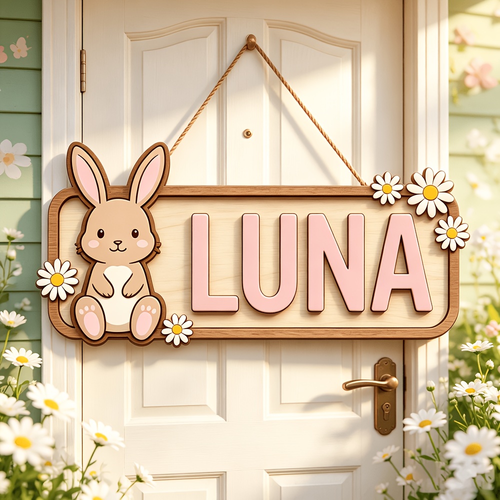 Customizable Bunny & Daisy Woo - Baby Nursery Accent Wall recension och pris