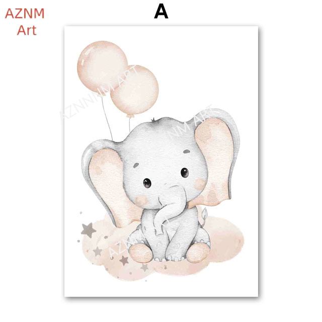 Elephant Balloon Rainbow Moon  - Baby Nursery Posters recension och pris