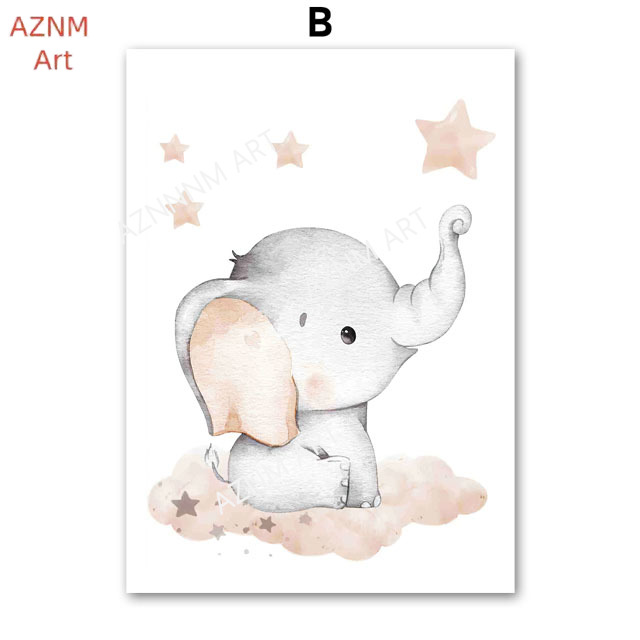 Elephant Balloon Rainbow Moon  - Baby Nursery Posters recension och pris