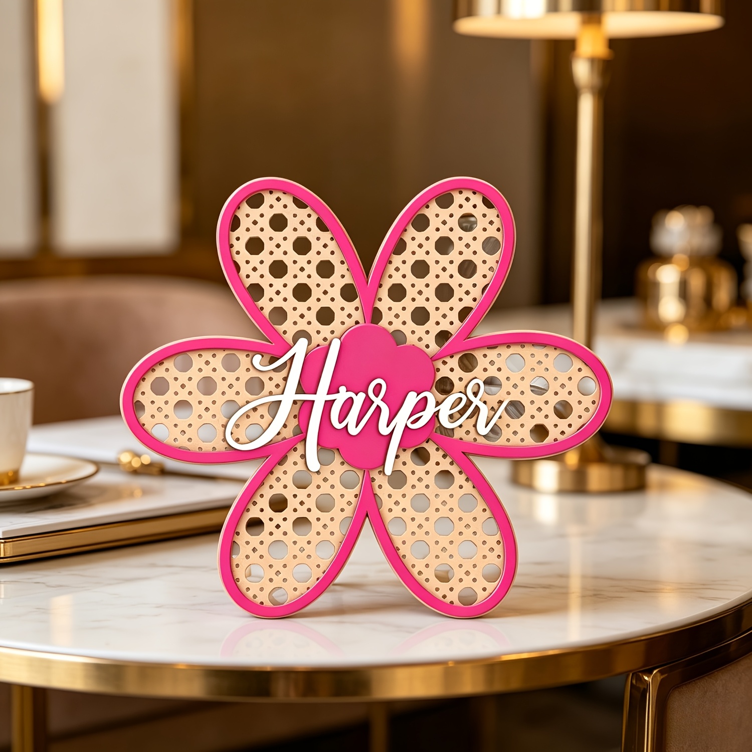 Personalized Boho Rattan Flowe - Baby Nursery Baby recension och pris