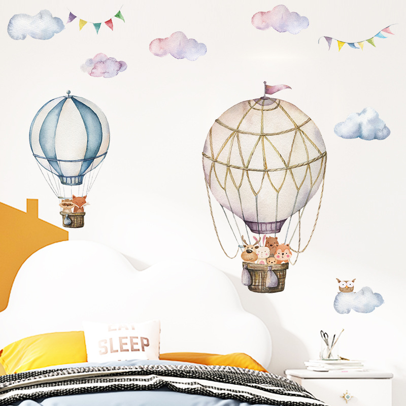 Cartoon Animal Hot Air Balloon - Baby Nursery Mural Wallpaper recension och pris