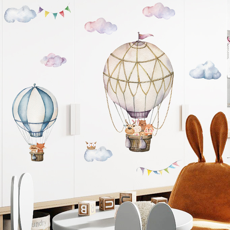 Cartoon Animal Hot Air Balloon - Baby Nursery Mural Wallpaper recension och pris