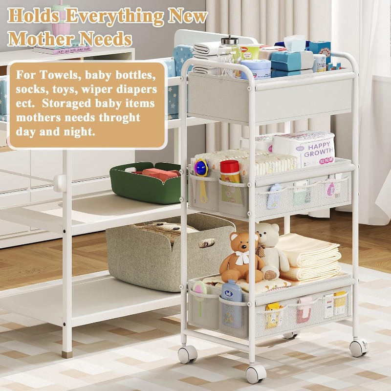3-Tier Rolling Diaper Cart, Mu - Baby Nursery Cart recension och pris