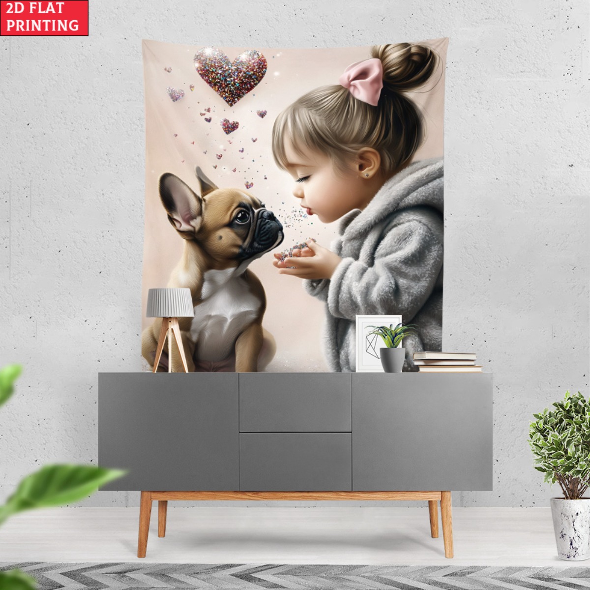 Girl with french bulldog puppy - Baby Nursery Girl Room recension och pris