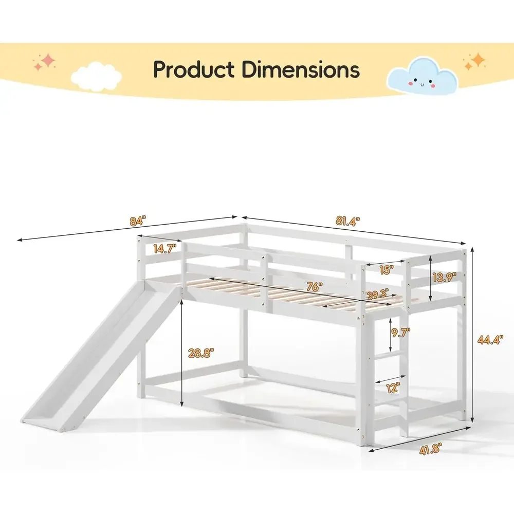 Twin Size Kids Bunk Bed with S - Bed Rail Toddler recension och pris