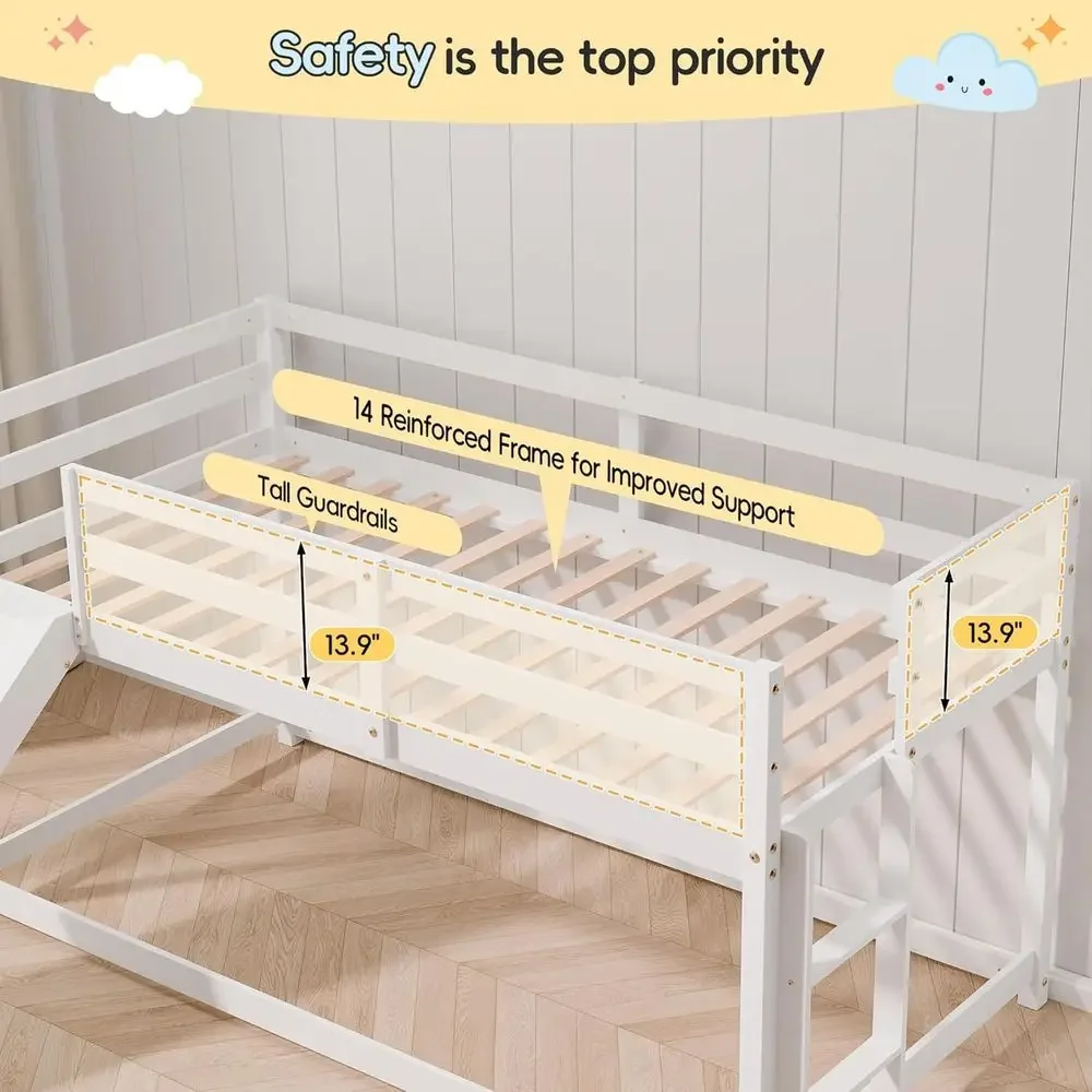 Twin Size Kids Bunk Bed with S - Bed Rail Toddler recension och pris