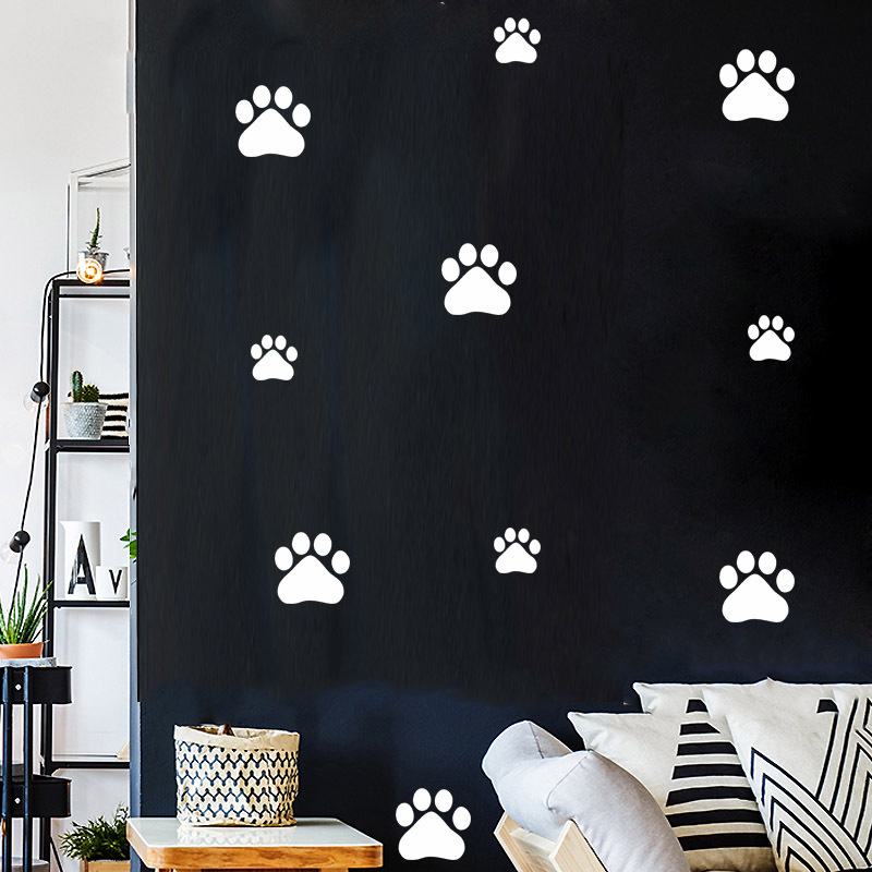 Cartoon Dog Cat Walking Paw Pr - Baby Nursery Decals recension och pris
