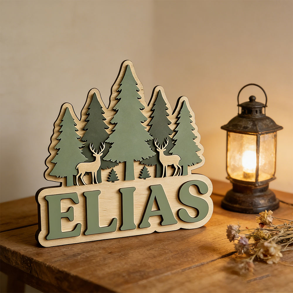 Custom Forest Elk Pine Tree Na - Baby Nursery Mountain Theme recension och pris
