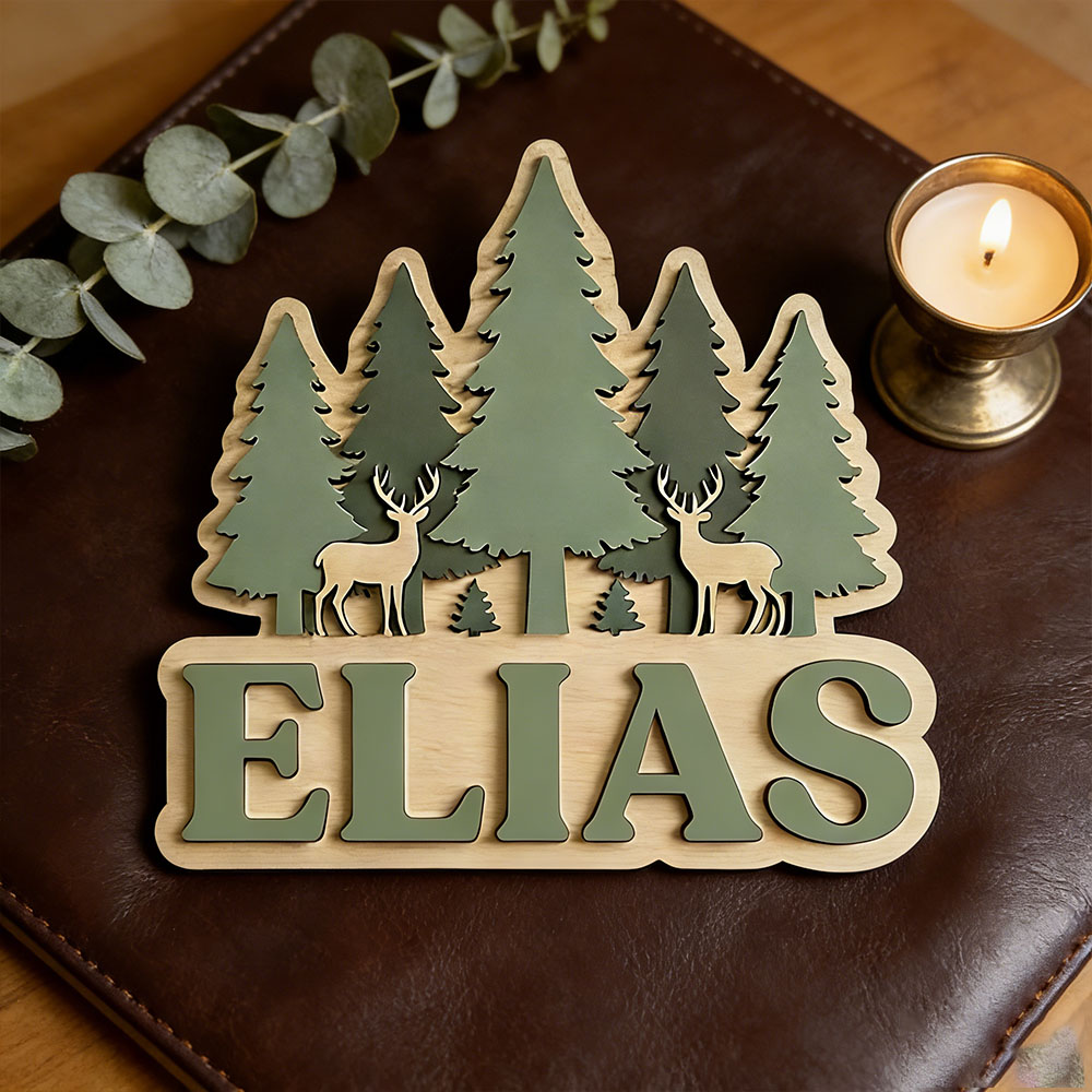 Custom Forest Elk Pine Tree Na - Baby Nursery Mountain Theme recension och pris