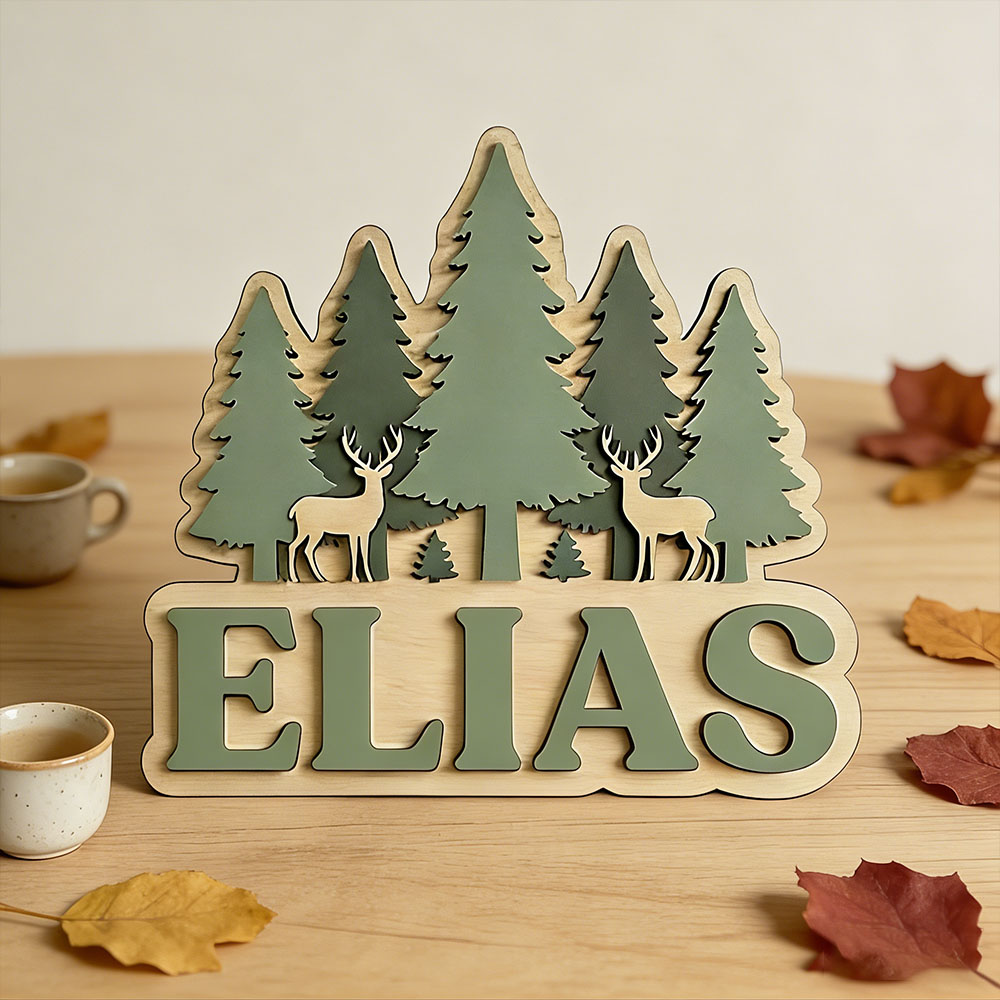 Custom Forest Elk Pine Tree Na - Baby Nursery Mountain Theme recension och pris