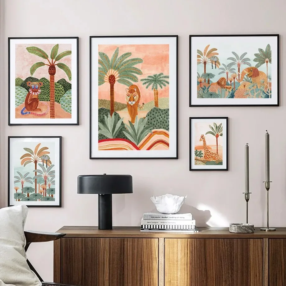 Boho Jungle Animals Tiger Monk - Baby Nursery Posters recension och pris