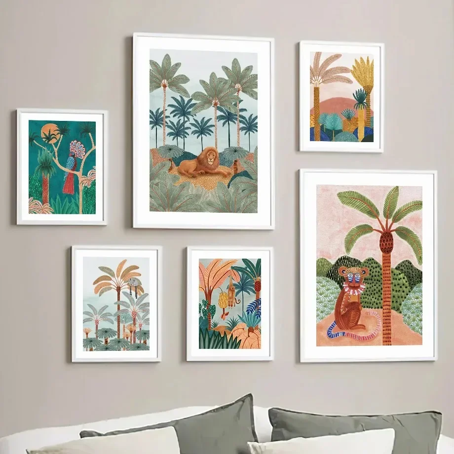 Boho Jungle Animals Tiger Monk - Baby Nursery Posters recension och pris