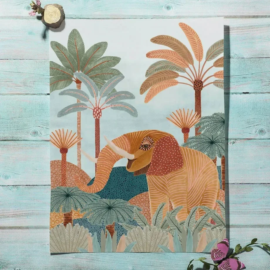 Boho Jungle Animals Tiger Monk - Baby Nursery Posters recension och pris