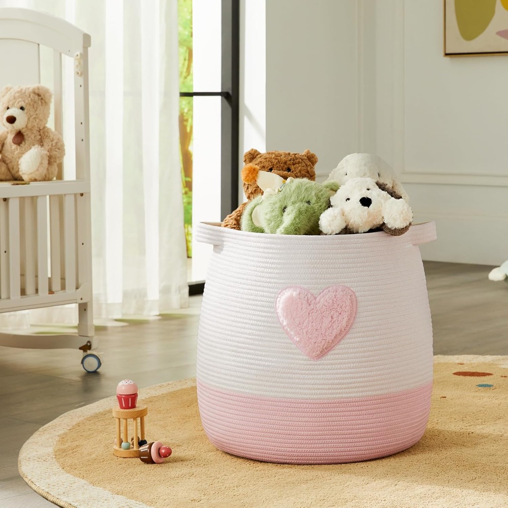 Pink Laundry Basket Hamper for - Baby Nursery Girl Room recension och pris