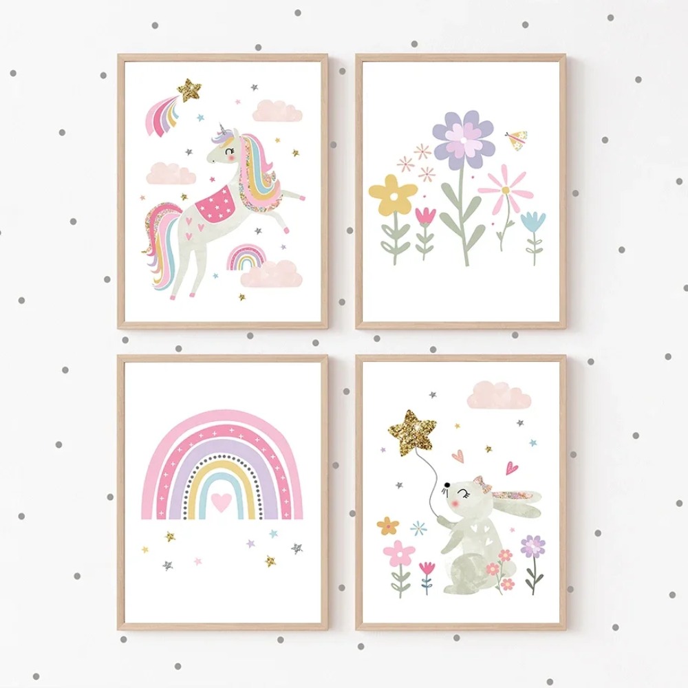 Pink Unicorn Rabbit Rainbow Cl - Baby Nursery Girl Room recension och pris