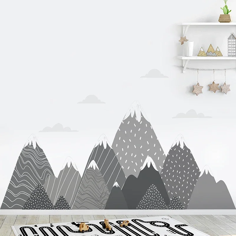 Boho Grey Mountains Wallpaper  - Baby Nursery Mural Wallpaper recension och pris