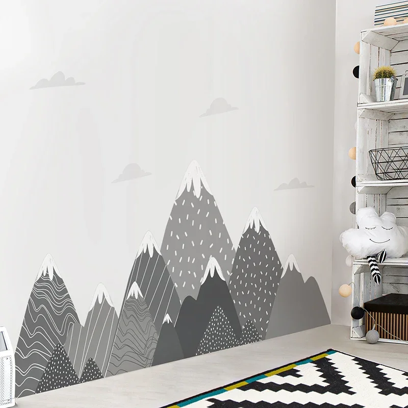 Boho Grey Mountains Wallpaper  - Baby Nursery Mural Wallpaper recension och pris