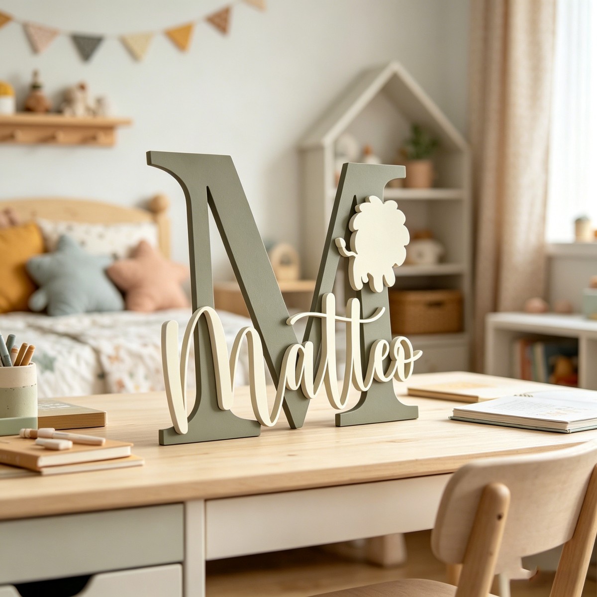 1Pc Custom Lion Name & Initial - Baby Nursery Baby recension och pris