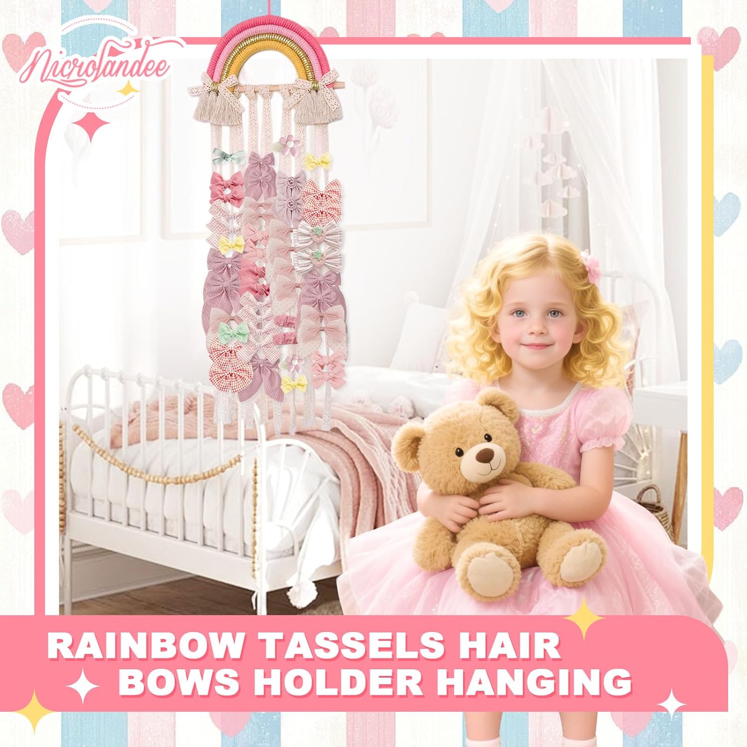 Rainbow Macrame Hair Bows Hold - Baby Nursery Ideas Girl recension och pris