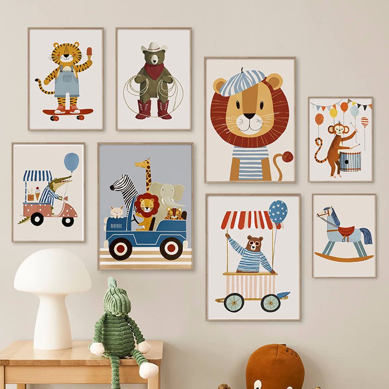 Funny Cartoon Animal Car Ballo - Baby Nursery Posters recension och pris