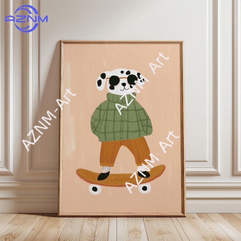 1PC Funny Animal Skateboarding - Baby Nursery Posters recension och pris