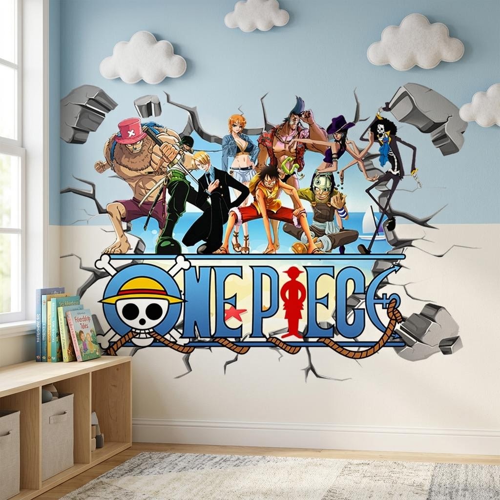 Cartoon One Piece Luffy 3D Wal - Baby Nursery Decals recension och pris