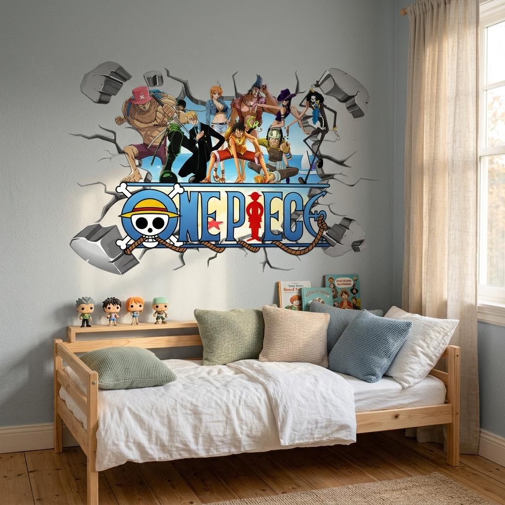 Cartoon One Piece Luffy 3D Wal - Baby Nursery Decals recension och pris