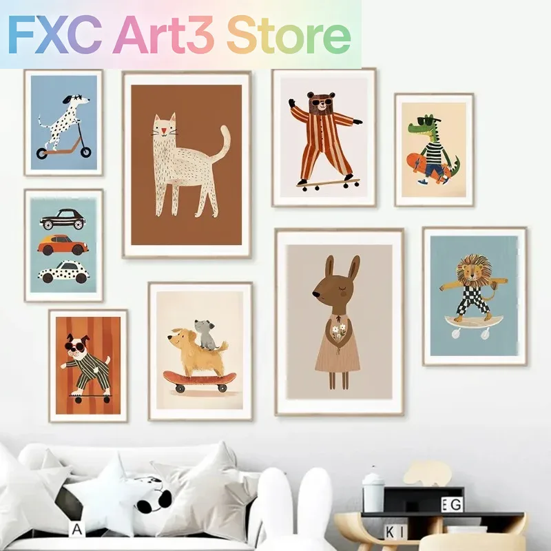 1pc frameless Funny Animals Ra - Baby Nursery Posters recension och pris