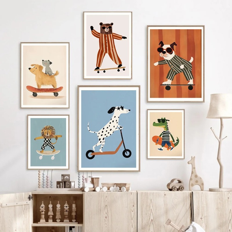 1pc frameless Funny Animals Ra - Baby Nursery Posters recension och pris