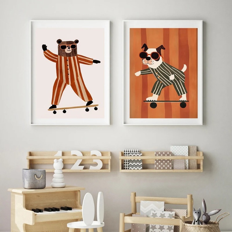 1pc frameless Funny Animals Ra - Baby Nursery Posters recension och pris