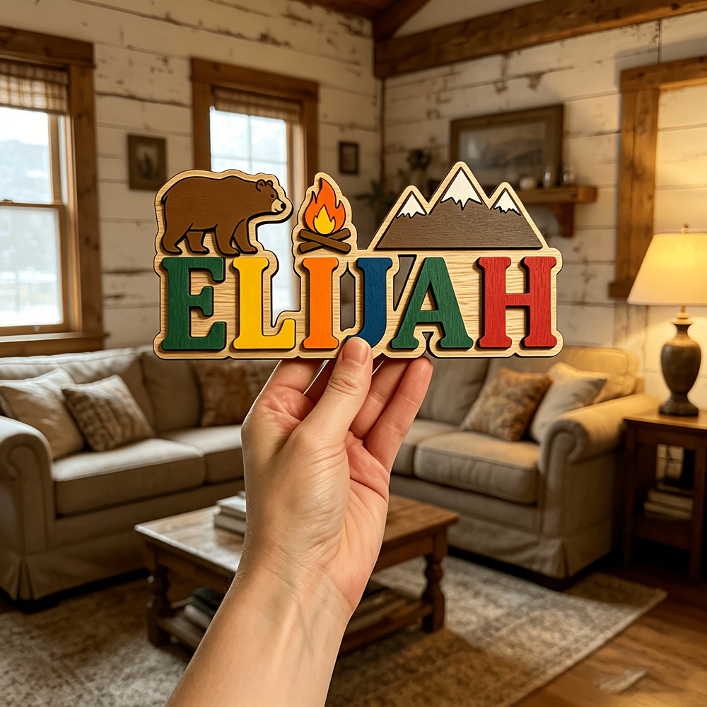 Customizable Bear & Campfire W - Baby Nursery Accent Wall recension och pris