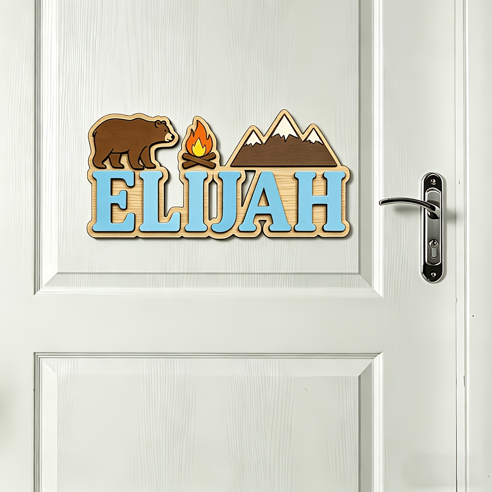 Customizable Bear & Campfire W - Baby Nursery Accent Wall recension och pris