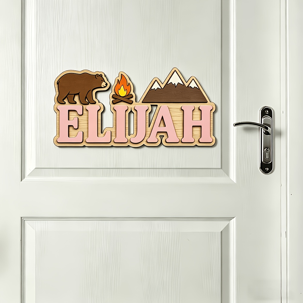 Customizable Bear & Campfire W - Baby Nursery Accent Wall recension och pris