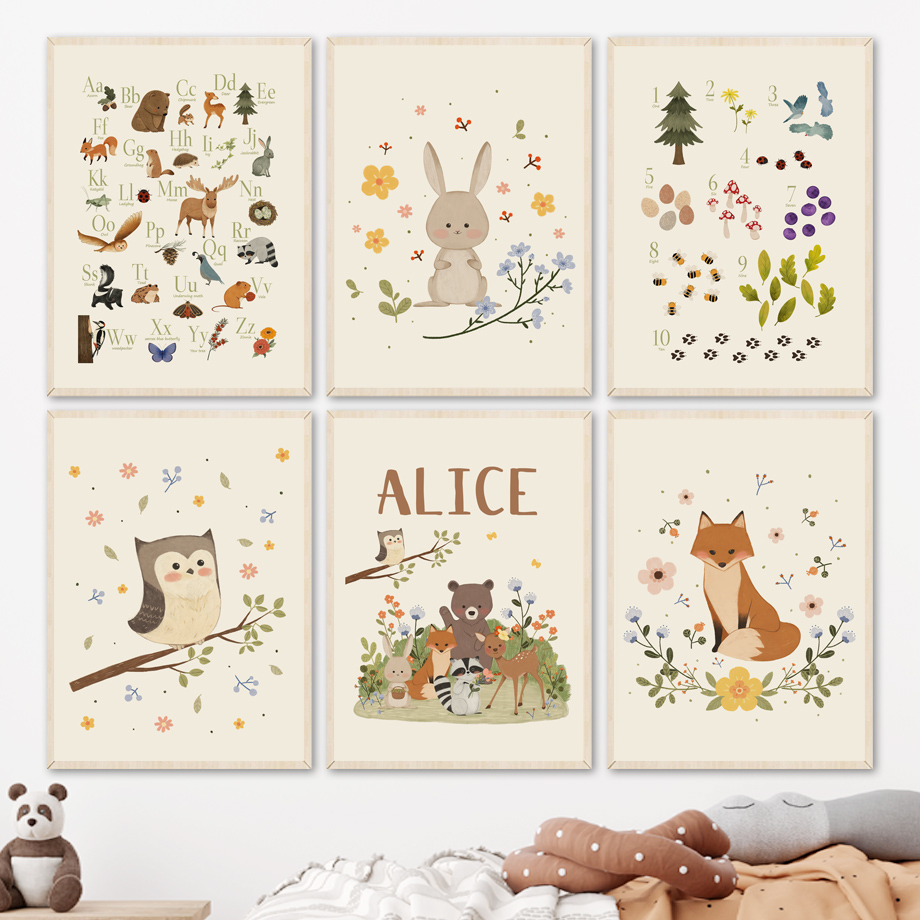 1pc frameless Cute Rabbit Fox  - Baby Nursery Posters recension och pris